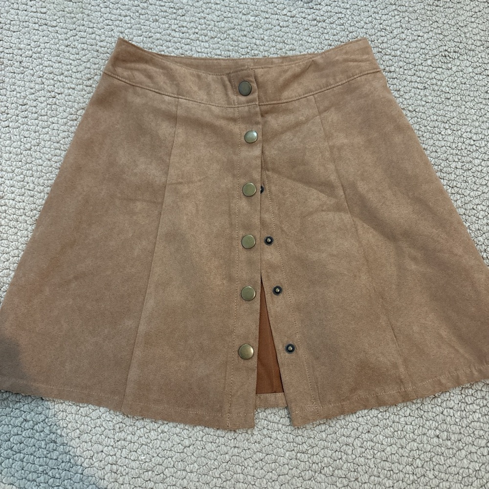 Vintage Amy Byer Faux Suede Button-Front Mini Skirt